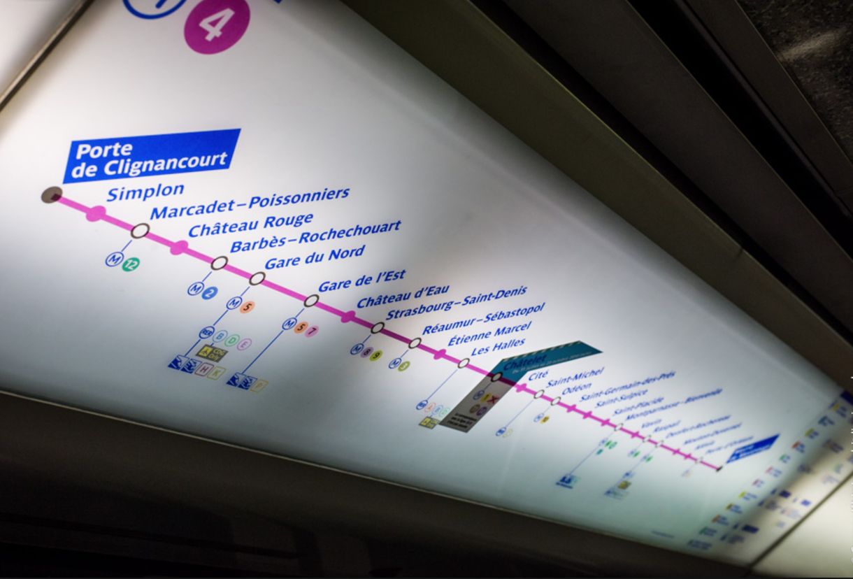 Схема ветки в вагоне парижского метро